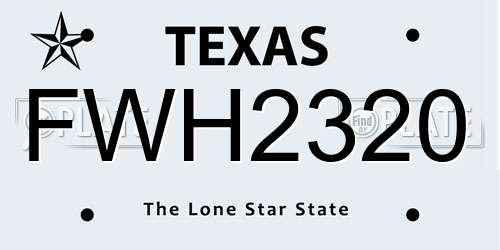 FWH2320 Texas License Plate
