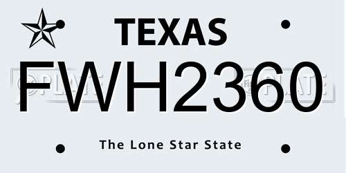 FWH2360 Texas License Plate