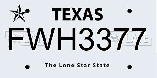 FWH3377 Texas License Plate