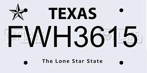 FWH3615 Texas License Plate