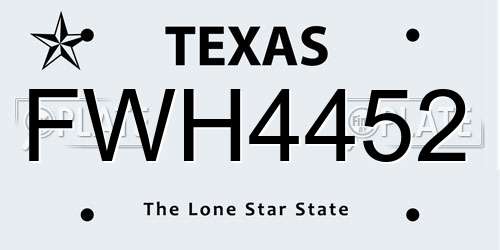 FWH4452 Texas License Plate