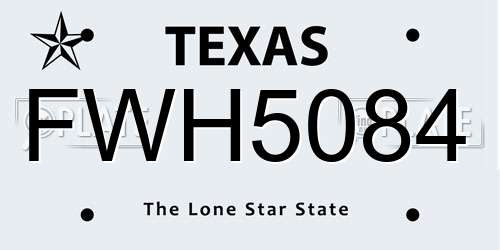 FWH5084 Texas License Plate