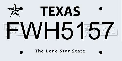 FWH5157 Texas License Plate