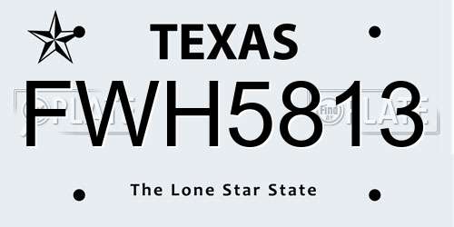 FWH5813 Texas License Plate