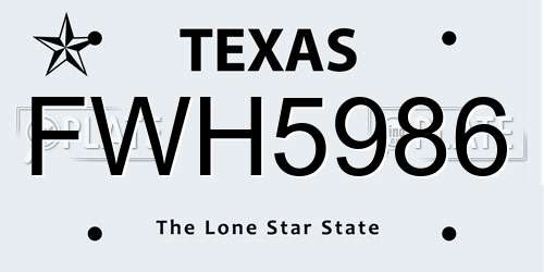 FWH5986 Texas License Plate