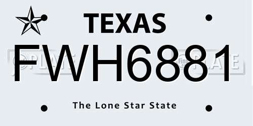 FWH6881 Texas License Plate