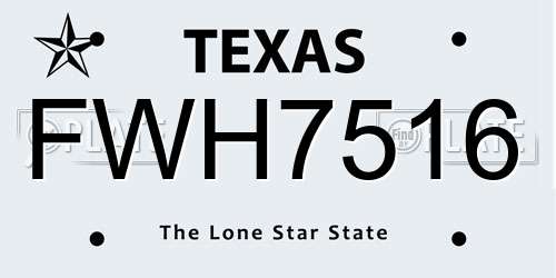 FWH7516 Texas License Plate
