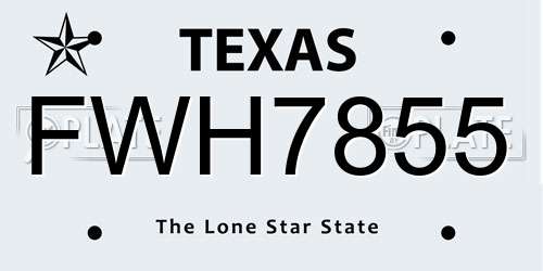 FWH7855 Texas License Plate