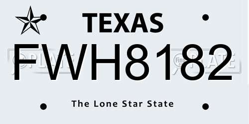 FWH8182 Texas License Plate