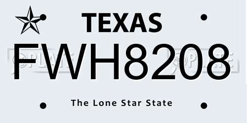 FWH8208 Texas License Plate