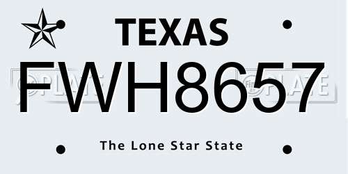 FWH8657 Texas License Plate