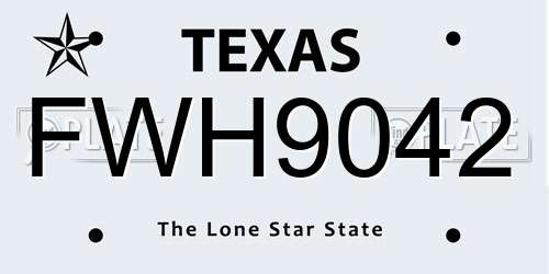 FWH9042 Texas License Plate