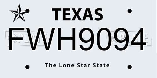 FWH9094 Texas License Plate