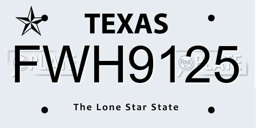 FWH9125 Texas License Plate