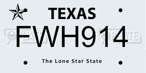 FWH914 Texas License Plate