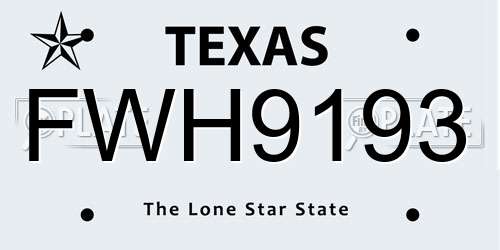 FWH9193 Texas License Plate