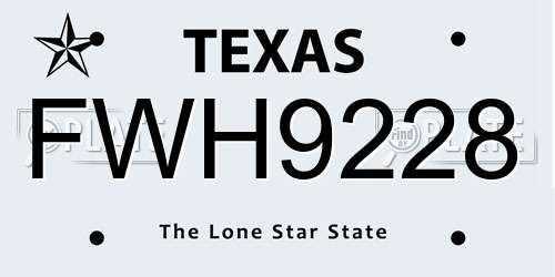 FWH9228 Texas License Plate