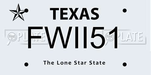 FWII51 Texas License Plate