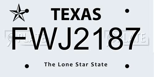 FWJ2187 Texas License Plate