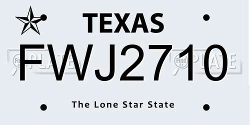 FWJ2710 Texas License Plate