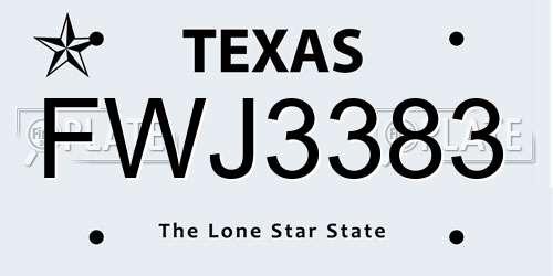 FWJ3383 Texas License Plate