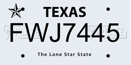 FWJ7445 Texas License Plate