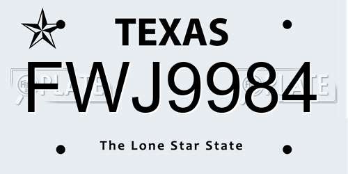 FWJ9984 Texas License Plate