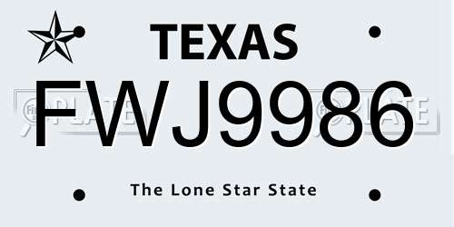 FWJ9986 Texas License Plate