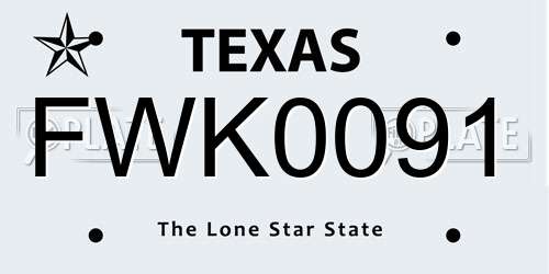 FWK0091 Texas License Plate
