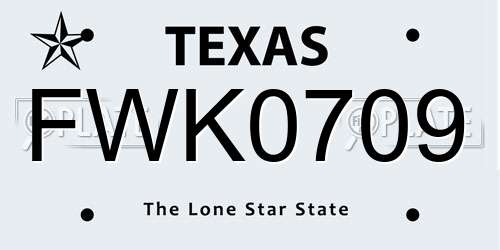 FWK0709 Texas License Plate