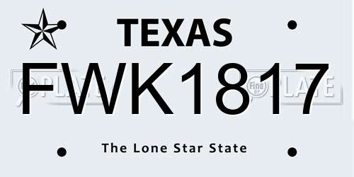 FWK1817 Texas License Plate