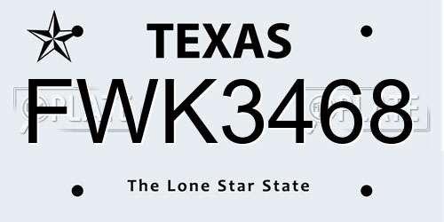 FWK3468 Texas License Plate