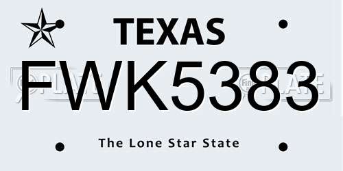 FWK5383 Texas License Plate