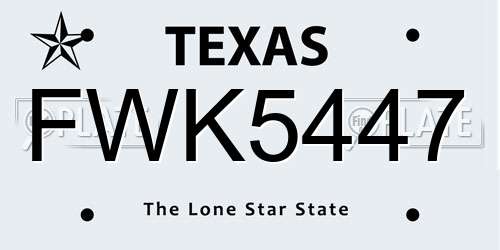 FWK5447 Texas License Plate
