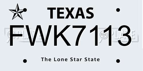 FWK7113 Texas License Plate