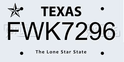 FWK7296 Texas License Plate
