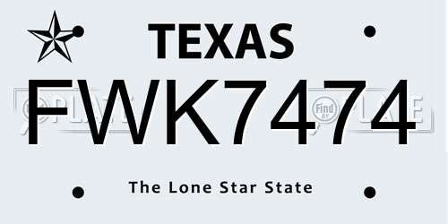 FWK7474 Texas License Plate