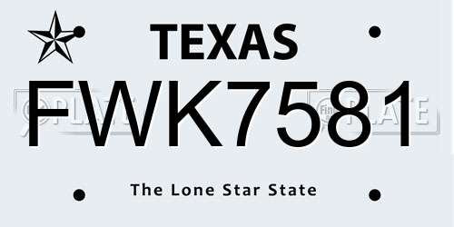 FWK7581 Texas License Plate