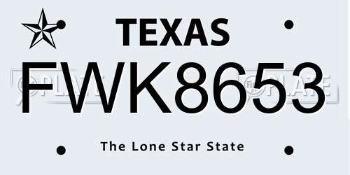 FWK8653 Texas License Plate
