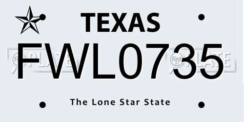 FWL0735 Texas License Plate