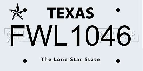 FWL1046 Texas License Plate