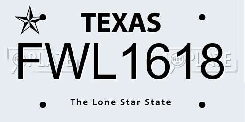 FWL1618 Texas License Plate