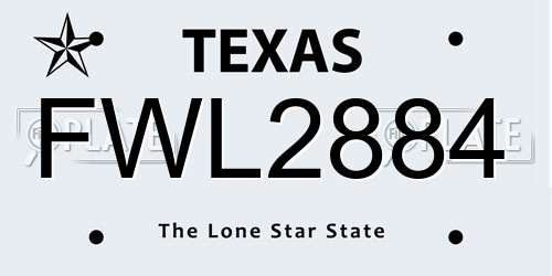 FWL2884 Texas License Plate