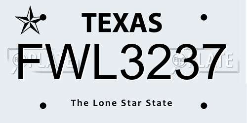 FWL3237 Texas License Plate