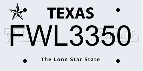FWL3350 Texas License Plate