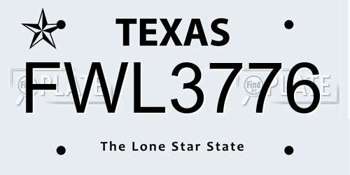 FWL3776 Texas License Plate
