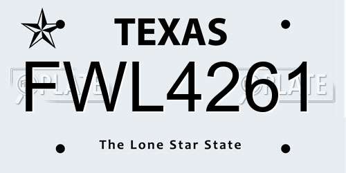 FWL4261 Texas License Plate