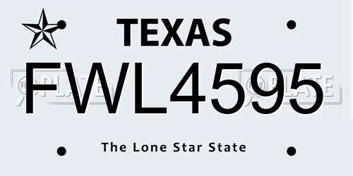 FWL4595 Texas License Plate