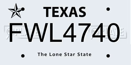 FWL4740 Texas License Plate