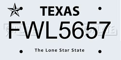 FWL5657 Texas License Plate
